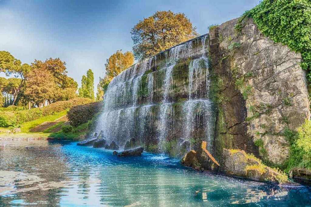 cascate nel parco del Lago nel quartiere eur roma